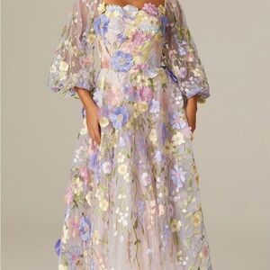 Cream Strapless Gown with Bishop Sleeves for Weddings